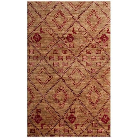 Safavieh Bohemian Hand Knotted Rectangle RugNatural & Red 4 x 6 ft. BOH666A-4